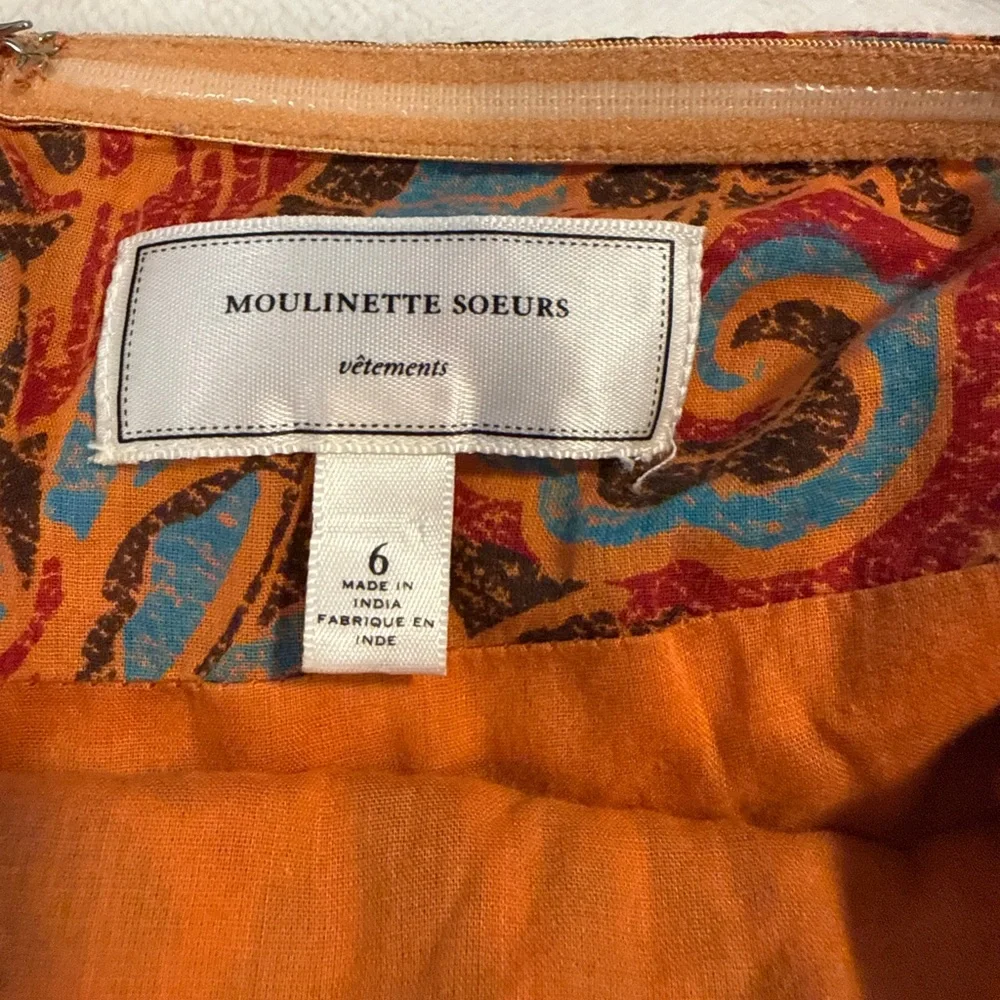 Anthropologie Moulinette Soeurs Rope Halter Dress Orange Blue Batik Print Size 6 - Picture 8 of 10